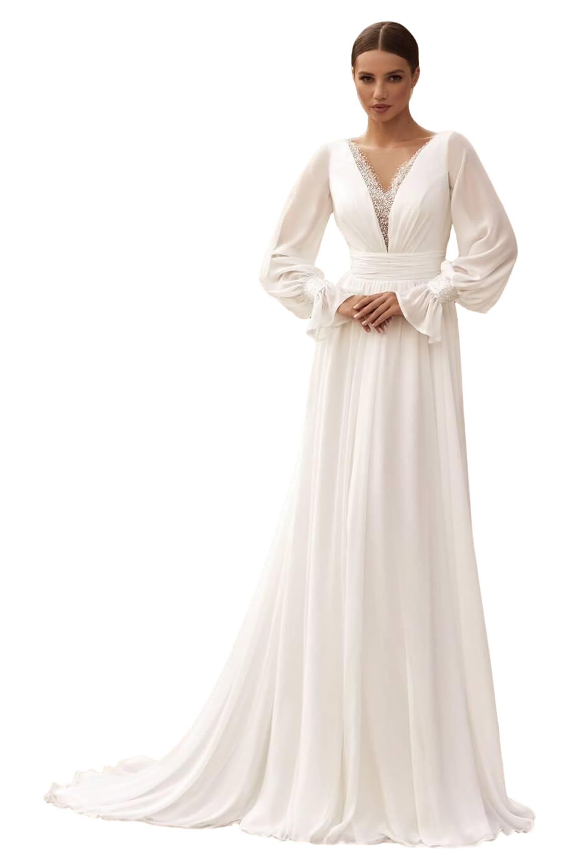 Robe de mariée bohème pour mariée - En tulle et dentelle - Longue et élégante