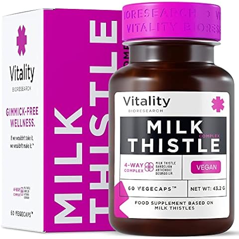 Milk Thistle Supplement Complex with 80% Silymarin Flavonoids, Artichoke, and Dandelion Root - Natural Milk Thistle Herb Extract for Liver Cleanse & Support - 60 Capsules Cover