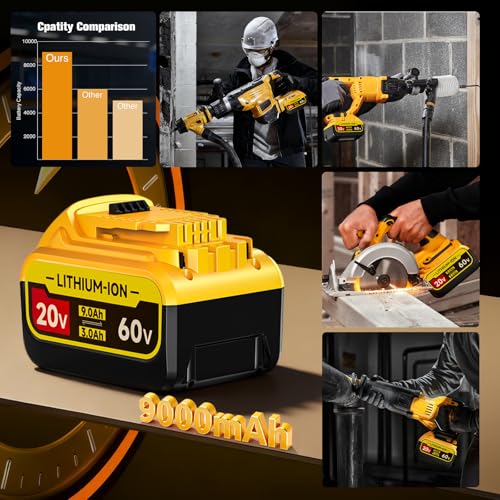 Image of DCB606 DCB609 Replacement for Dewalt 20V /60V 9.0Ah Flex Max Battery,Compatible with 60 Volt Tools High Capacity Lithium baterias with LED Indicator for Cordless,Weed Eater Batteries