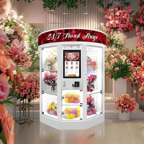 Automatic Bouquet Vending Machine - Intelligent Flower Vending Machine with Cooling System & Glass Display, Cashless Floral Dispenser for Mall Hotel Event Venue