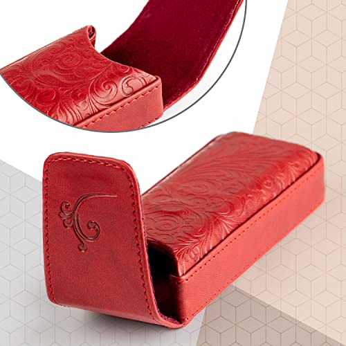 Hard Eyeglass Case Classic Style Red, Pu Leather Glasses Case For Womеn, Eyeglasses Cases, Reading Glass Case, Spectacles Box For Eyeglass #TOP6