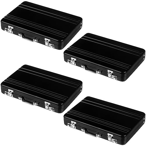 OBANGONG 4 minitarjetas de visita para hombres, maletín negro con contraseña, maletín de aluminio, tarjetero de metal, tarjetas de crédito, tarjetas de identificación, maletín, regalo para mujer