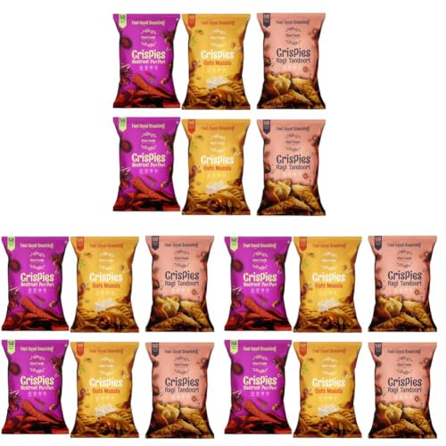 Image of Khari Foods Healhty Crispies Combo, Tandoori Ragi, Peri Peri Beetroot, Masala Oats Chips, No Palm Oil, No Maida, Millet Goodness, Fibre Rich, Zero Cholestrol, Gluten Free Vegan Snacks (50g x 6 Combo)