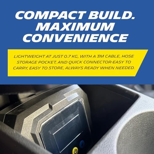 Image of MICHELIN 12V Programmable Digital Micro Tyre Inflator | High-Flow 20L /Min Air Pump with Maximum Pressure of 120 PSI, LED Display & Pre-Set Pressure Function, Auto Shut-Off, Quick Connect Hose