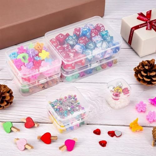 Image of SATINIOR 24 Packs Small Clear Plastic Beads Storage Containers Box with Hinged Lid for Storage of Small Items, Crafts, Jewelry, Hardware(4.5 x 3.3 x 1.2 in)