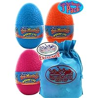 Schylling Sea-Monkeys Instant Life Mystery Eggs Blue, Pink & Orange Gift Set Bundle with Bonus Matty's Toy Stop Storage Bag - 3 Pack