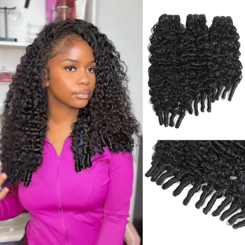 Burmese Curly Bundles Human Hair 15A Real Raw Human Hair Extensions Water Curly Bundles Human Hair with Spiral Ends Double Weft Triple Lifespan Remy Hair Quick Weave Natural Black 18 20 22 Inch