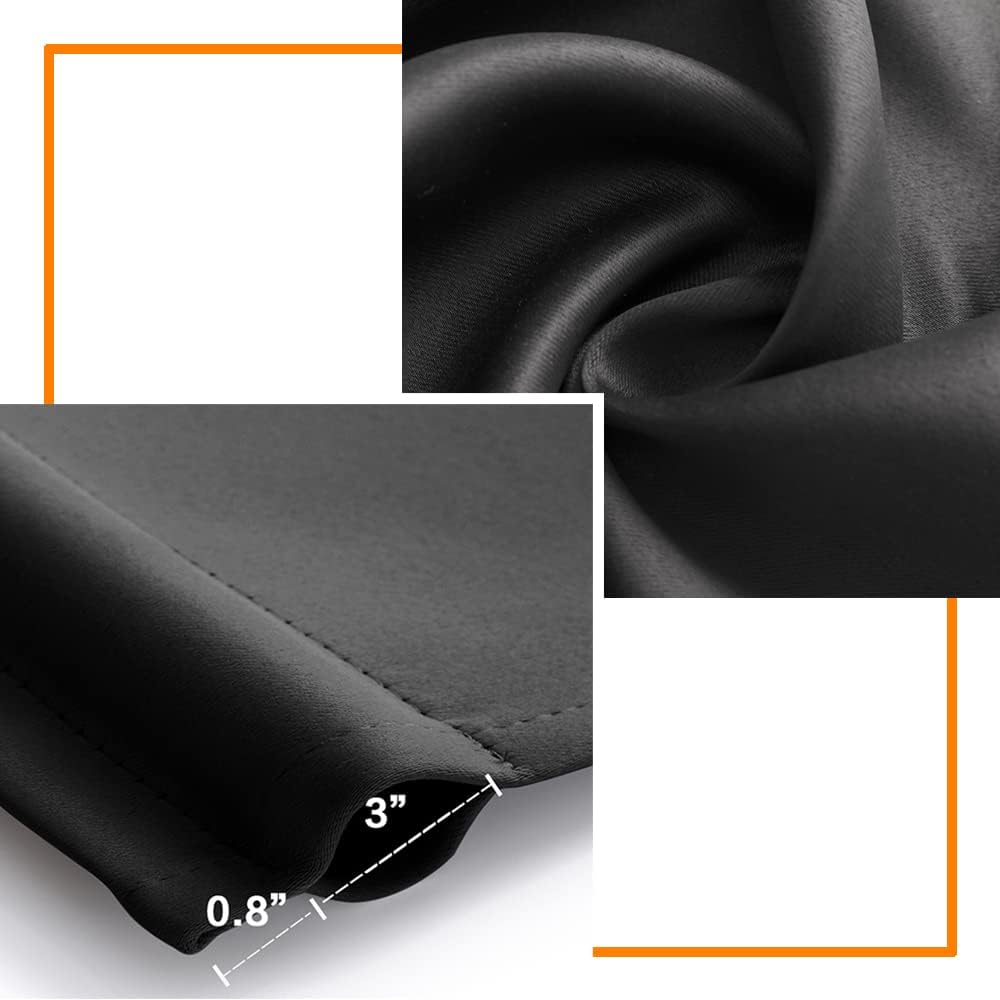 PANELSBURG Black Curtains 42 Inch Length, Short Blackout Curtains for Bedroom Bathroom Window