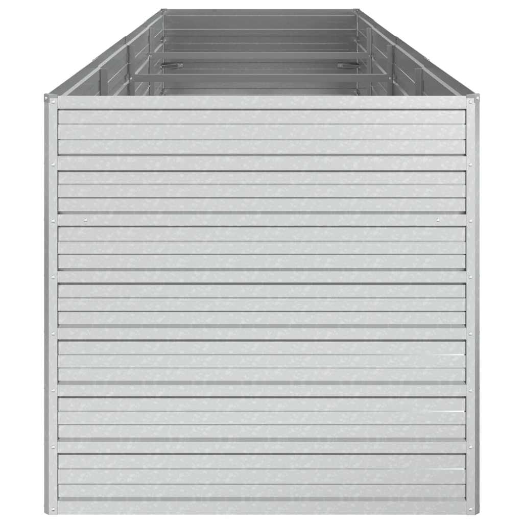 Cama elevada de jardín de acero galvanizado plateado 320 x 80 x 77 cm para huerto y jardineras, profunda y ancha para plantas, verduras, hierbas aromáticas, robusta, estable y resistente a las