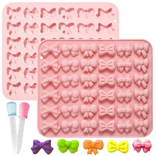 XFSRG Lot de 2 Moules à Chocolat en Forme Nœud Rose Mini moule en silicone Epoxy à Pâtisserie...