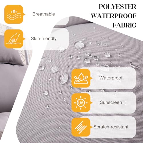 Egg Chair Cushion Replacement Outdoor Furniture Recliner, Swing Chair Cushion Waterproof, Double Egg Chair Cushion, Soft Thick Egg Chair Cushions, Hanging Chair Cushion, Removable Cover,Light grey