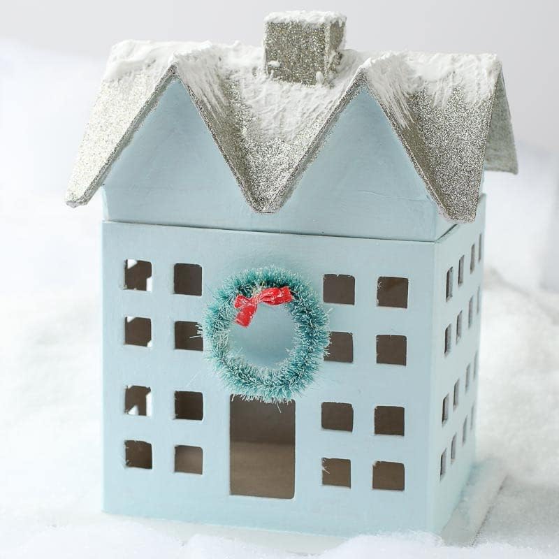 Factory Direct Craft Paper Mache House - Cardboard Papier Mache DIY Gift Boxe Craft, Train Set and Christmas Village Displays (Size: 8-1/2" high x 6-3/4" Wide)