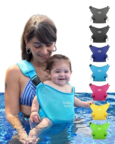 Image of WaterLand Baby Carrier - Innovative Carrier You Can Use Both in Water & Land - Waterproof Infant Chest Holder with Adjustable Straps, Lightweight Toddler Harness for Pool & Beach (Light Blue)