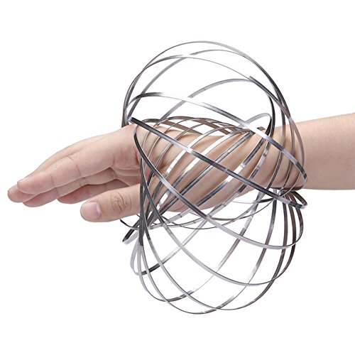 Right Goods 11777 Magic Flow Ring Silber 3D Edelstahl Spielzeug lustig Kinetische Feder Infinity Arm Slinky Juggle Dance