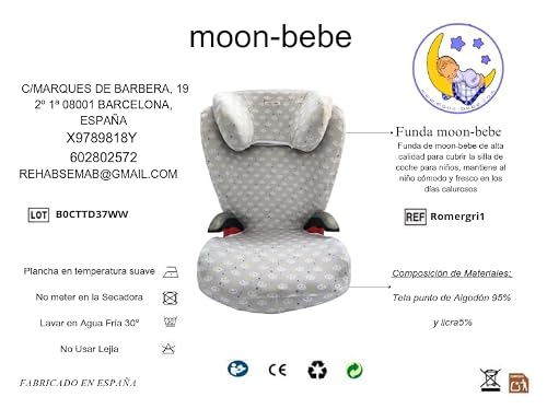 moon-bebe Pokrowiec Kompatybilny z Romer Kidfix II XP SICT kidfix2 S, Kidfix Z (Szary) (Szary)