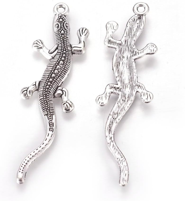 Ipotkitt 100 Pcs Vintage Style Charms Big Lizard Charms Reptile Geckos Charms Animal Charms Bulk for Jewelry Findings DIY Bracelet Necklace Crafts - Image 8