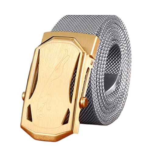 Stainless Steel Belt Men, Not Leather Metal Braided Belts for Men Automatic Buckle with Animal Engravings