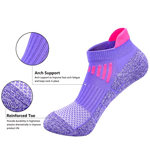 J.WMEET Womens Ankle Athletic Socks Low Cut Cushioned Breathable Running Performance Sport Tab Cotton Socks 6 Pack3