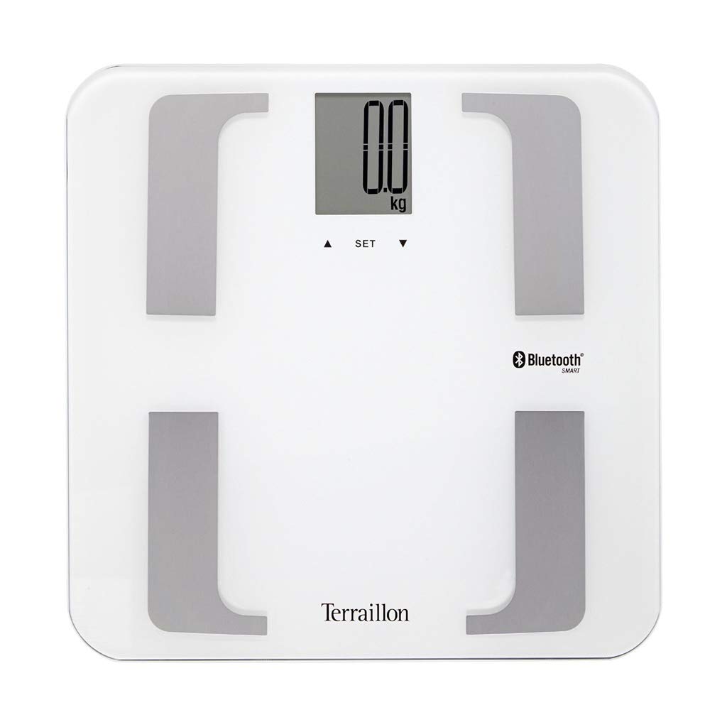 Terraillon Balance Connecté Masses Corporelles 8 Mémoires Utilisateurs Bluetooth 160kg Web Coach Prime Blanc
