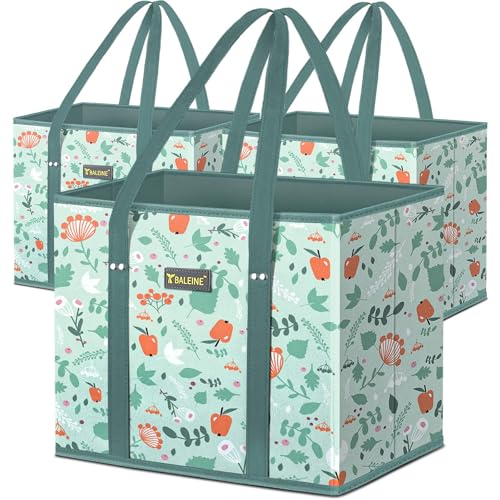 BALEINE Reusable Grocery Bags Foldable with Reinforced Handles
