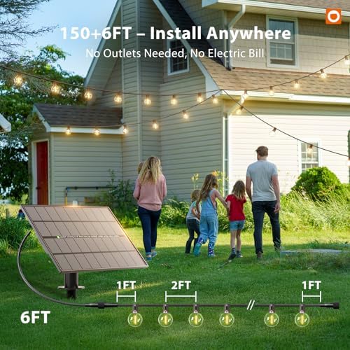 addlon 150FT 80LED Solar String Lights Outdoor Waterproof with Remote, USB - 5