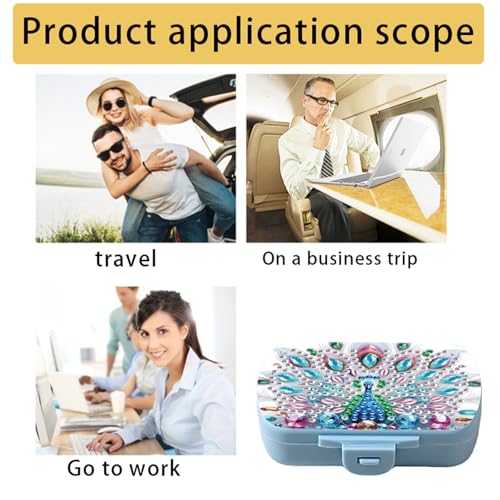 Image of ARTopet Diamond Art Painting Mini Storage Box with 6-Grid Creative Design Compact Portable Small Case for Purse Travel Daily-Peafowl