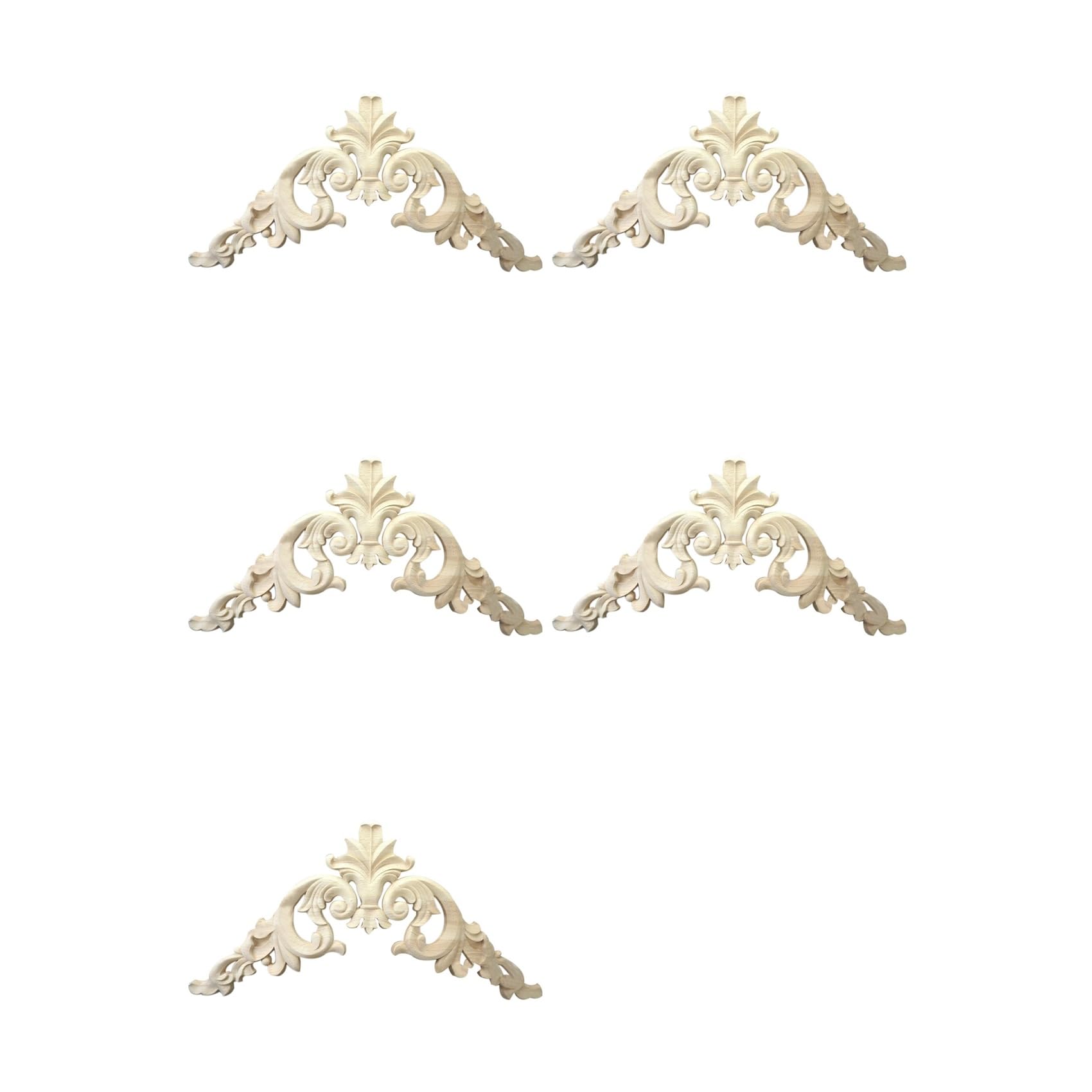 Vjsujehgy 5pcs 15 X 15cm Rubber Wood Carved Corner Onlay Applique Exquisite Unpainted