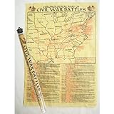 CHRONOLOGICAL MAP OF THE CIVIL WAR BATTLES AUTHENTIC REPRODUCTION ON HAND-FINISHED ANTIQUED PARCHMENT PAPER