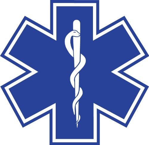 AMFLOWER Star of Life 4"x4" Sticker Decal Vinyl Blue Medical EMS EMT Paramedic