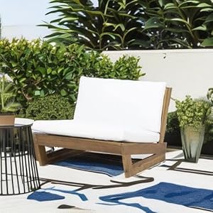 Gdfstudio outdoor acacia wood club chairs with cushions set of 2 and white  urban country home decor