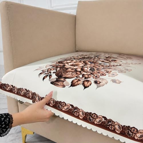 Image of Homerz Premium 'Luxe Series' Holland Velvet Sofa Cover | Smooth Finish | Anti-Skid Fleece Backing | Soft Touch Couch Protector for Living Room (Rust, 1 Seater, Only Seat Cover)