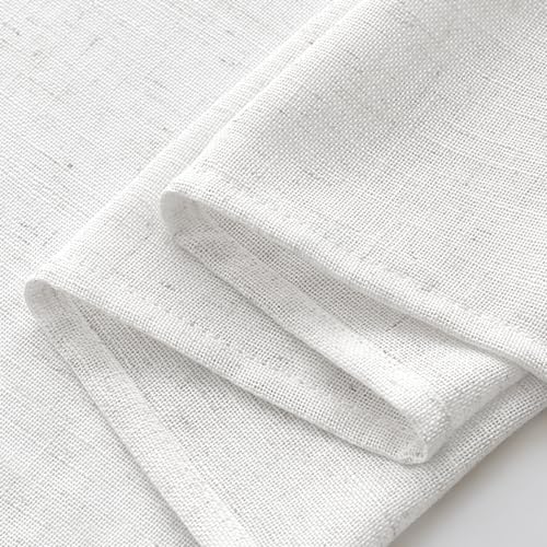 EMEMA Linen Look Modern Semi-Transparent Curtains, 2 Pack Pure White 140 x 175 cm, Kitchen, Living Room, Tab-Top Curtains - Image 4