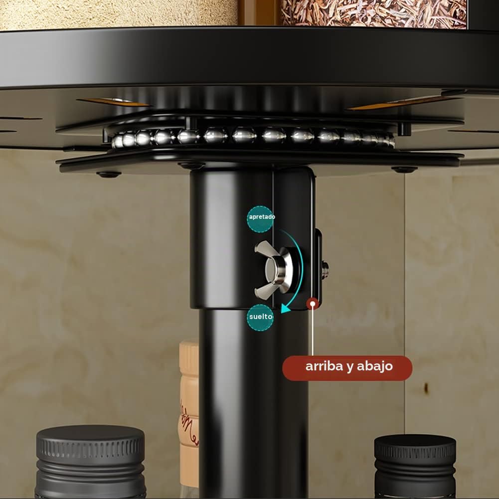 YunNasi Especiero Giratorio Organizador Especias Cocina, Cuadrado 3 Niveles | Estante para Especias de Cocina, Lazy Susan Bandeja giratoria para Encimera o Esquina, Spice Rack Metálico, Negro