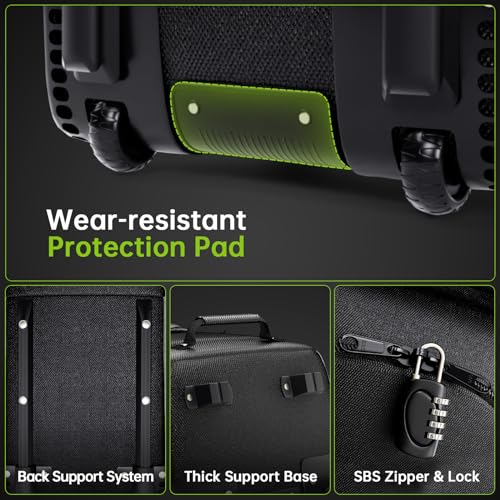 Padded Golf Club Travel Bag with Wheels, Golf Luggage Case Cover for Airline - with Adjustable Support Rod, Luggage Lock, 1200D Wear-Resistant Oxford, Waterproof Coating - Image 6