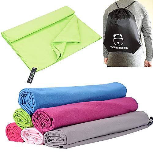 Toalla de Playa de Secado rápido, Toalla sin Arena para Viajes, Nadar, Playa y Piscina. Tallas Grandes, compacta con Estuche de Viaje. Verde, 160*80cm