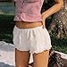 Women’s Y2K Lace Trim Shorts Coquette Aesthetic Elastic Waist Ruffled Hem Lounge Pjs Bottoms Vacation Beach Shorts (White, M)