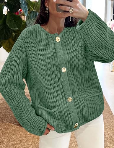 Image of PRETTYGARDEN Cardigan Sweaters for Women 2026 Trendy Oversized Knit Chunky Button Cardigans Fall Winter Outfits with Pockets