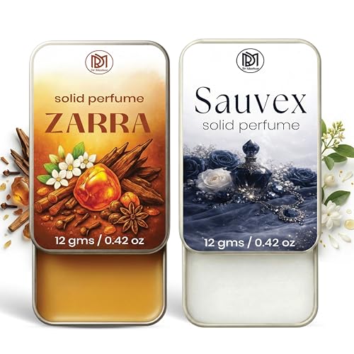 Image of Dr.Mashur Solid Perfume |zarra&Sauvex Alcohol Free Wax Perfume Balm, Long Lasting | Pocket Tin 12g, Pack Of 2| Non Greasy Smooth Glide, Travel Friendly Men And Women