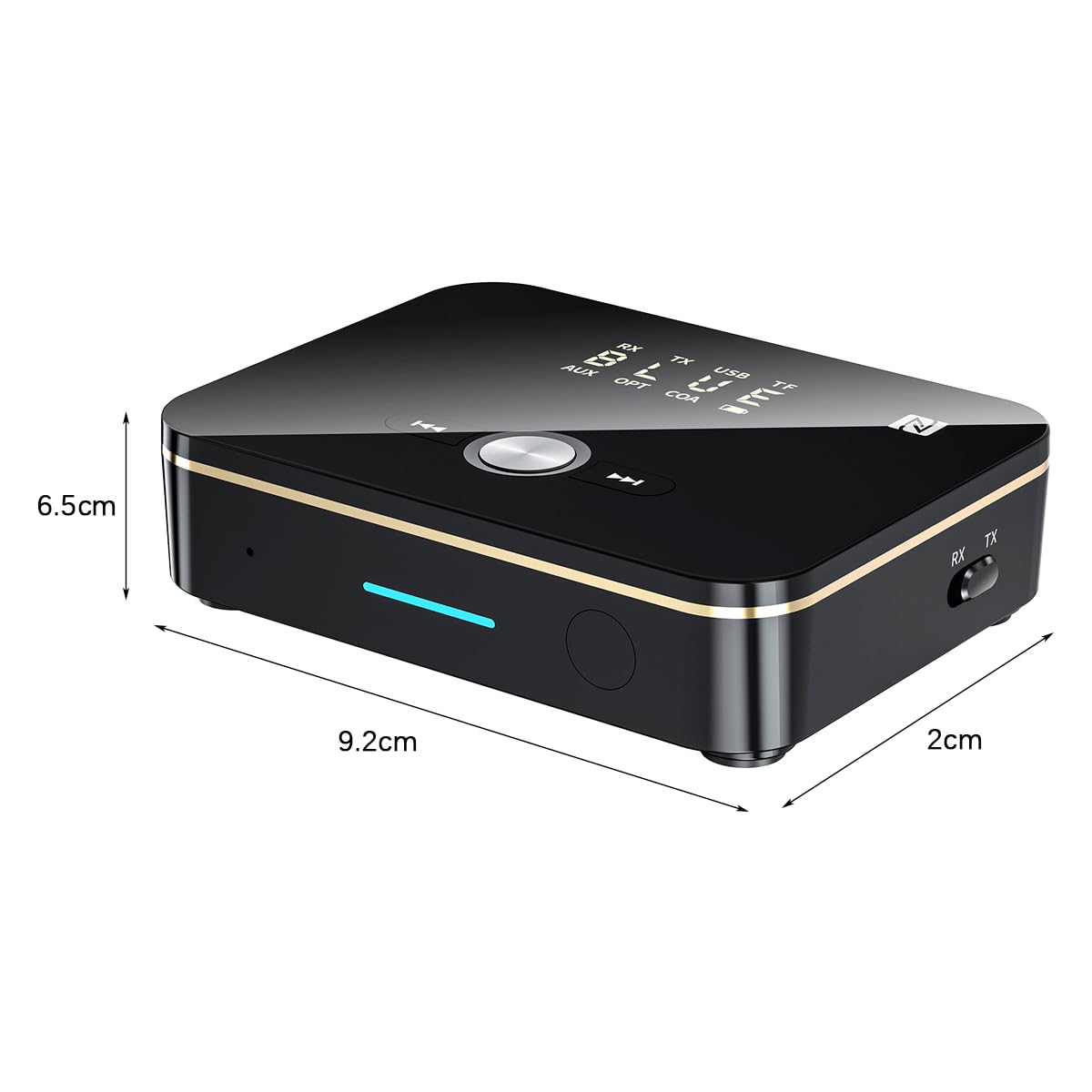 Adattatore Bluetooth 2 in 1 Trasmettitore Bluetooth 5.0 + Ricevitore Bluetooth Portatile e Ricaricabile Sei Interfacce AUX RCA Digitale Ottico/Coassiale USB/TF Supporto NFC con Telecomando