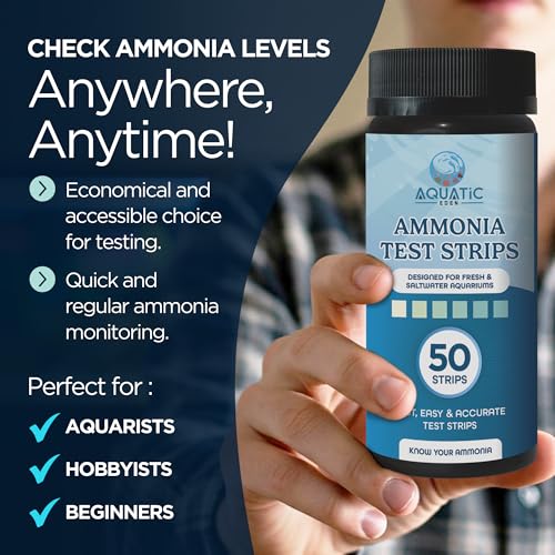 Image of Aquarium Ammonia Test Strips (50 Pack) - Fast & Accurate Ammonia Testing for Freshwater & Saltwater Fish Tanks - Easy-to-Use Test Kit to Detect Harmful Ammonia Levels & Keep Your Fish Healthy