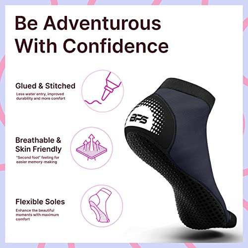 Bps 'Second Skin' Super Stretch Water Socks - Antislip Socks Durable Tougher Sole For Swimming, Surfing, Beach Sport Lightweight Sand Proof Sock For Water And Sand - Low Cut (Navy Blue, S) #TOP3