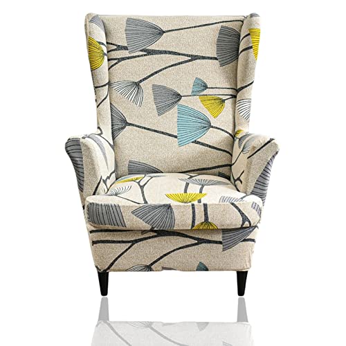 Jusmate Wing Chair Slipcover, 2-Piece Printed Wingback Chair Cover