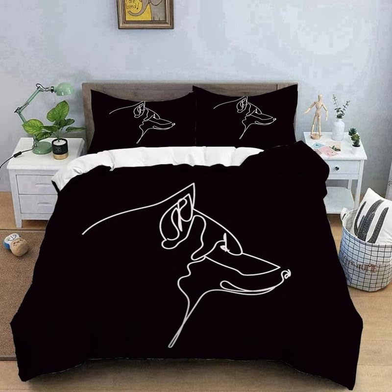 Cadeau homme housse de couette 240 x 260 loup noir pour célébrer un mariage ou un anniversaire