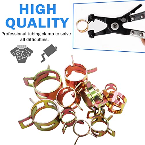 Image of Tnisesm 121Pcs 6-22mm Spring Hose Clamp Assortment Kits with Swivel Flat Band Fuel Hose Clamp Plier, Silicone Vacuum Hose Action Pipe Clamp Low Pressure Air Clip Clamp for Hose Clamps