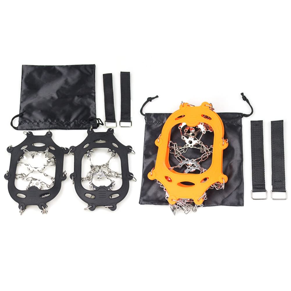 Crampons de Glace 2pcs 23 Dents en Acier Inoxydable Griffe de Glace Anti-dérapoir Crampons Gripper en Acier Inoxydable poignées antidérapantes (Color : Black M)