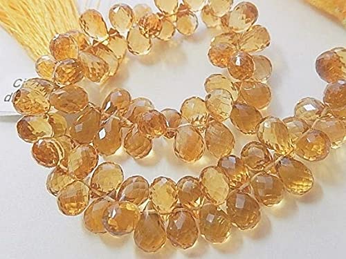 Citrine briolette en forme de goutte micro facettée de 8-9mm pour bijoux, lot de 12