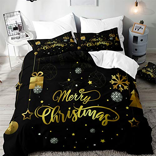 Surwin Bettwäsche Weihnachten Set Rentiere und Schneeflocke Muster...