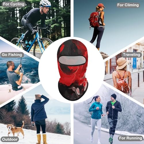 Balaclava Ski Mask Balaclava Face Mask Full Face Cover Sun Protection Hood Red Black White Abstract Summer Cooling Neck Gaiter Cycling Balaclavas UV Protector Sun Head Cover for Men Women miniatura 6