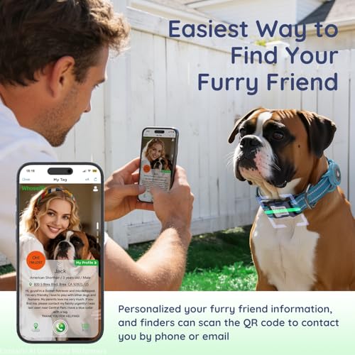 Image of Reflective Dog Collar with AirTag Holder, Waterproof Dog Collar with QR Code, Heavy Duty Adjustable Pet Collar for Small Medium Large Dogs, Blue