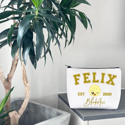 WCGXKO Korean Gift Music Group Merch Group Boys Makeup Bag Music Lover Gift (2000BbokAri), beige3